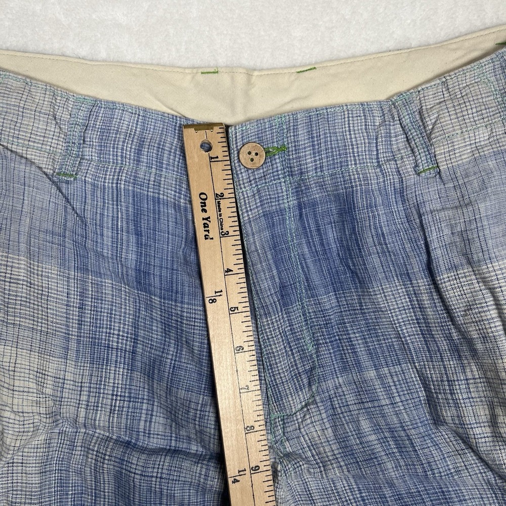 Tommy Bahama Linen Shorts 35x11 Men's Blue Plaid Flat Front 5 Pocket Seersucker - Picture 9 of 11